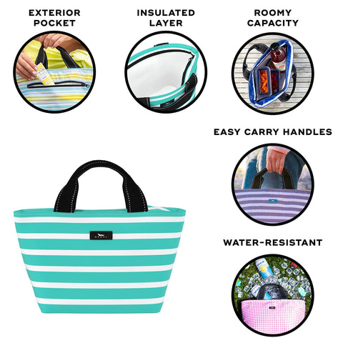 SCOUT Nooner lunch bag side view highlighting spacious interior