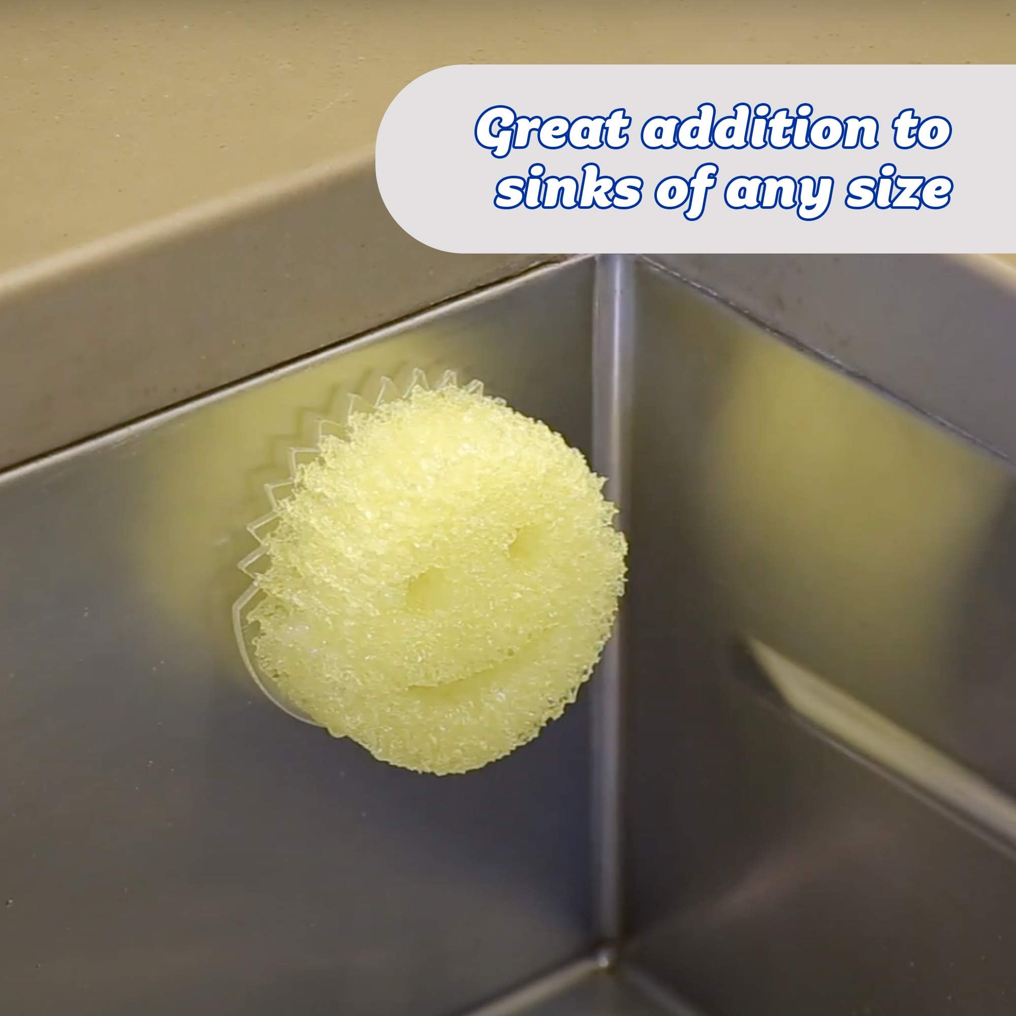 Scrub Daddy dual suction cups securely attach to stainless steel or tiles.