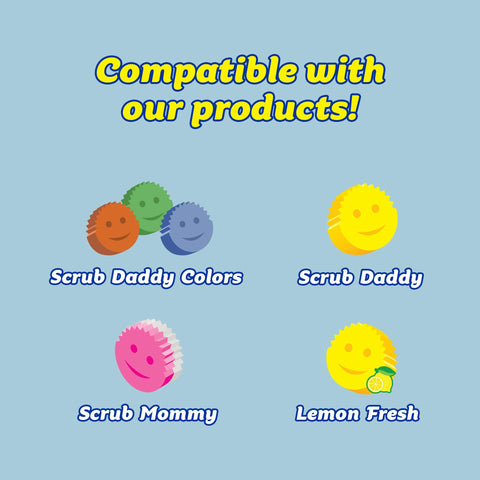 Scrub Daddy open-air drying design speeds drainage around the sponge eyes.