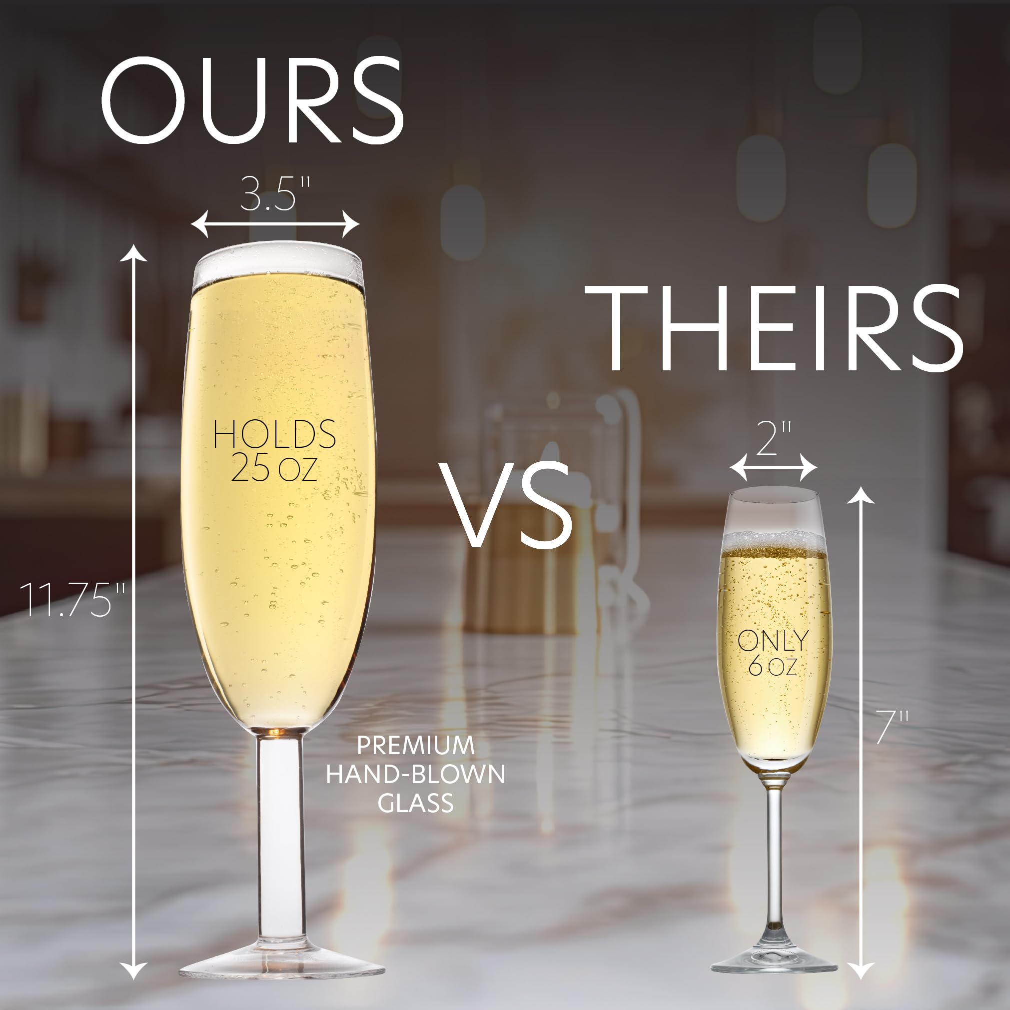 SCS Direct hand-blown glass champagne glass showcases crystal clarity at home bars.