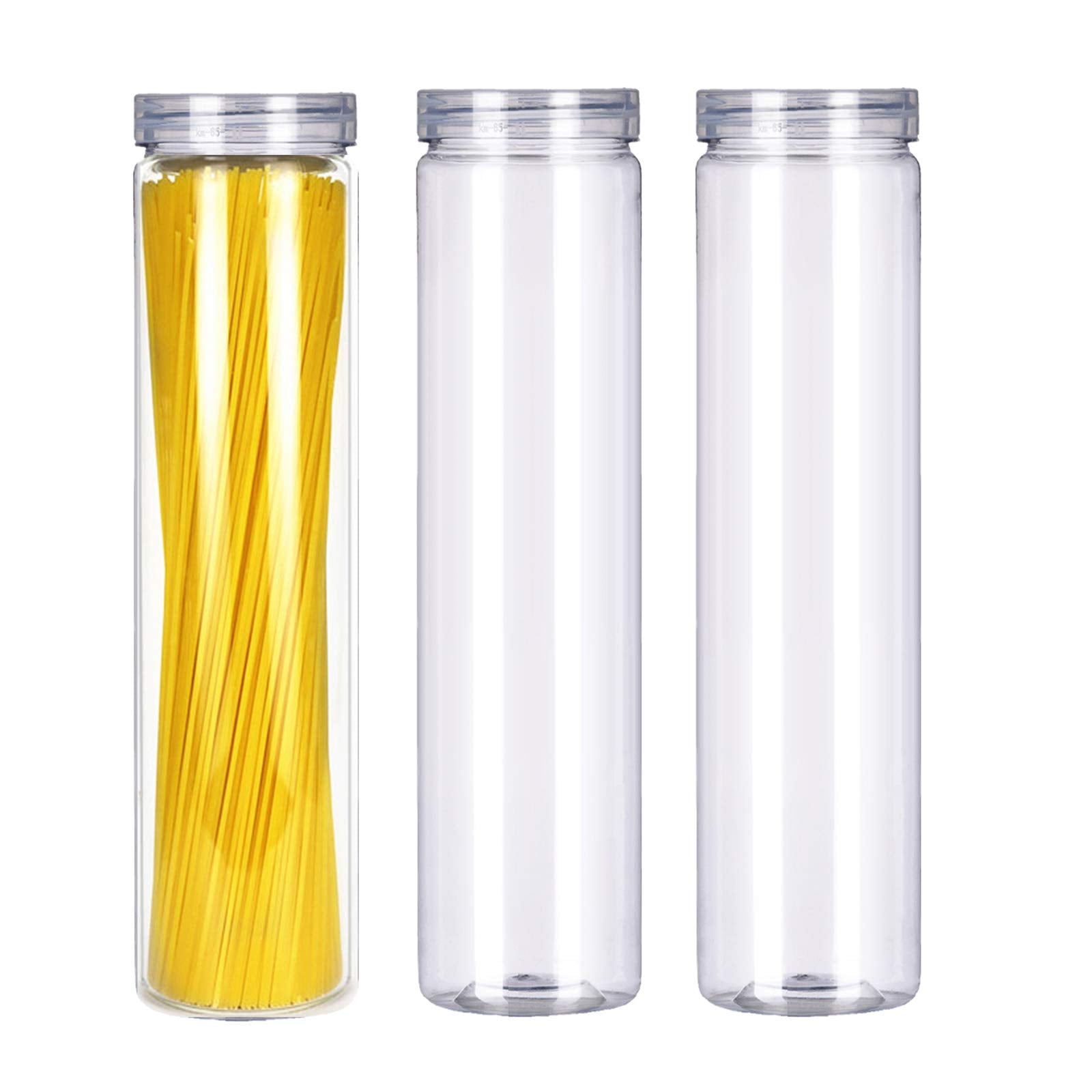 SCWBOEII 3-piece clear storage jar with lid for easy pantry organization.
