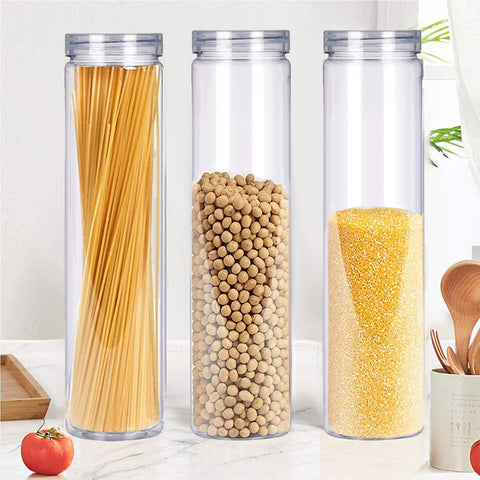 SCWBOEII spaghetti pasta jar keeps short pasta fresh and accessible.