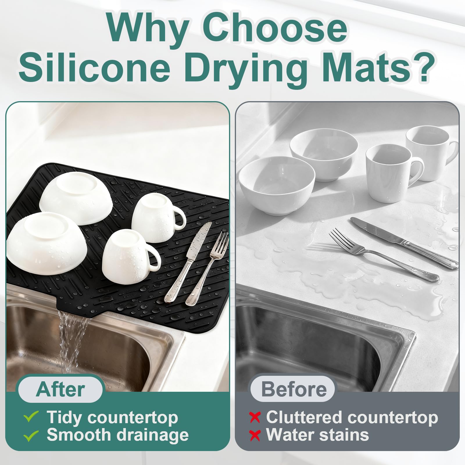 SCYFREID multi-use mat doubles as bathroom shelf organizer and sponge holder