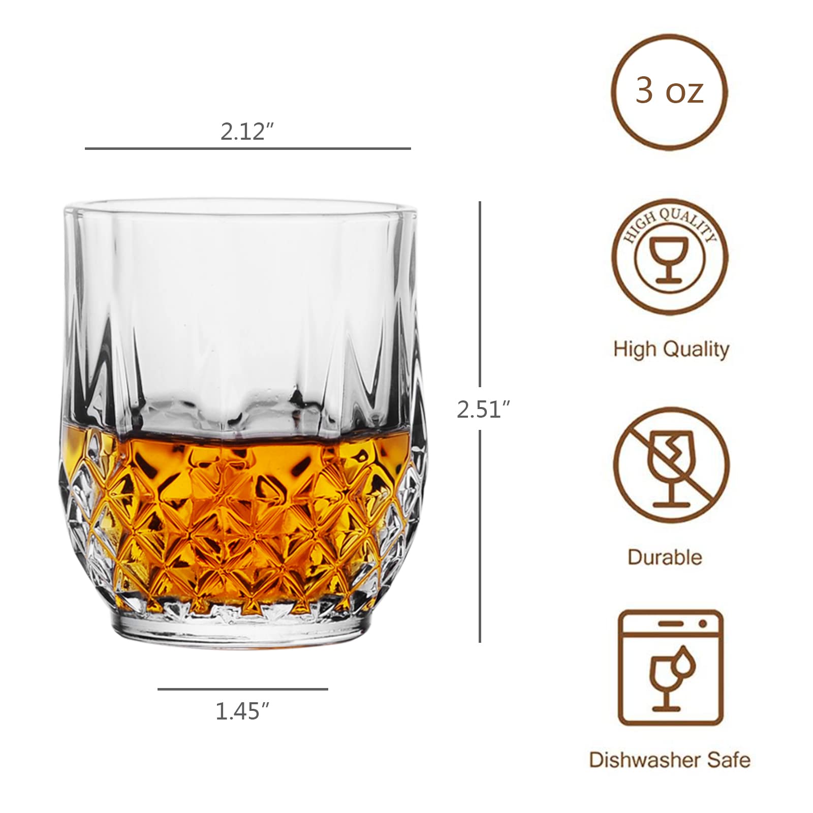Sdatook diamond-pattern shot glasses closeup showing texture and shine