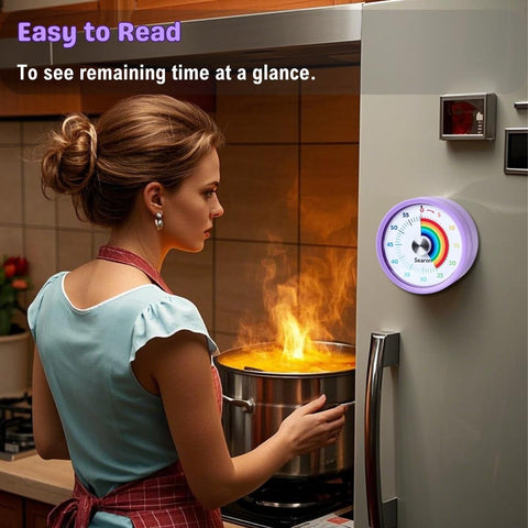 Searon timer magnetic back sticks securely to metal surfaces.