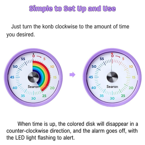 Searon timer silent flashing alarm for quiet environments.