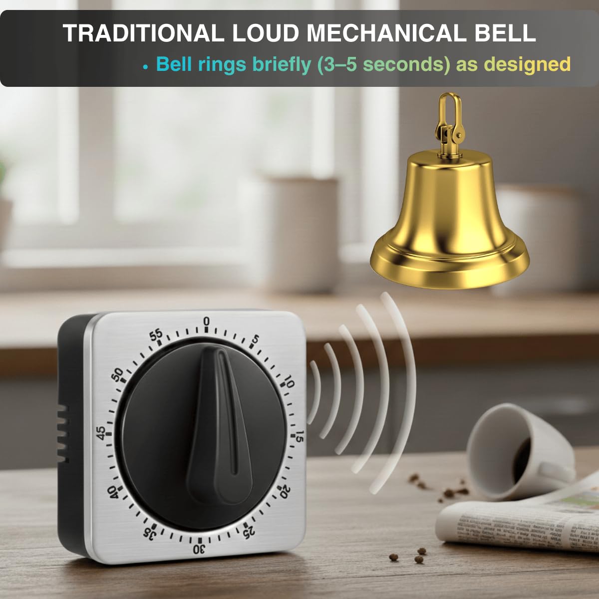 Searon timer attached to fridge magnet for hands-free use