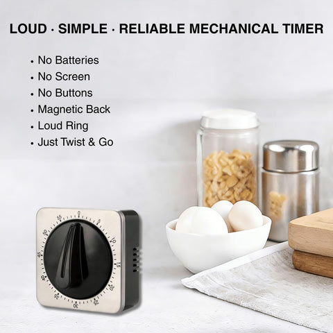 Searon timer with stainless steel body for durable kitchen use