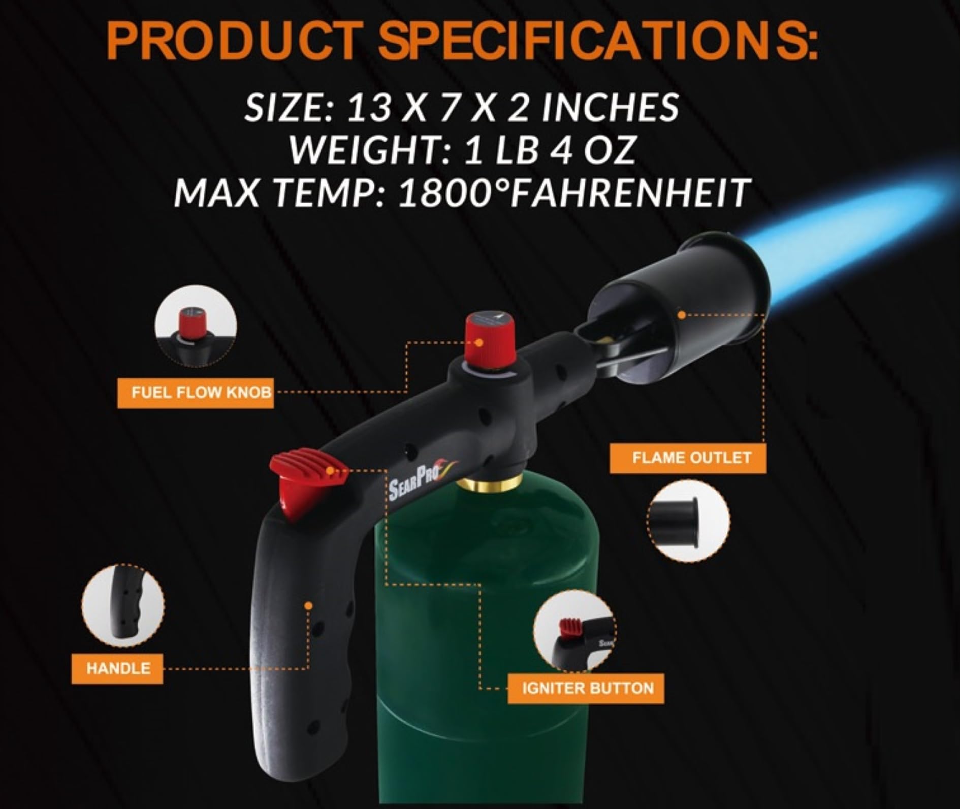 SearPro outdoors with campfire setup for quick flame ignition.