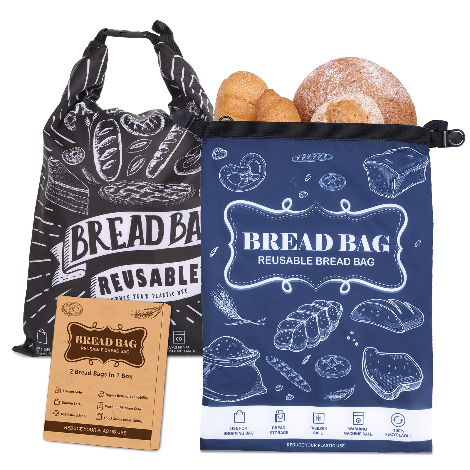 Seaury Kareen bread bag 2-pack keeps large loaves fresh and ready.