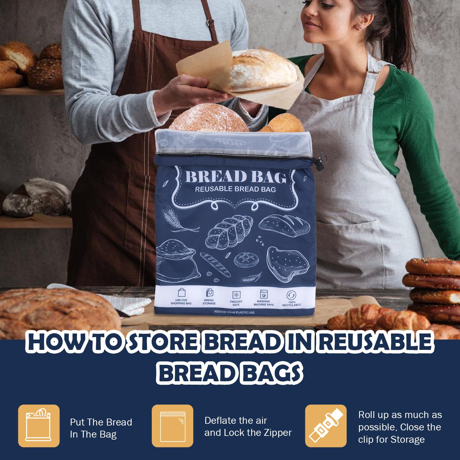 Seaury Kareen easy-clean bread bag is machine washable.
