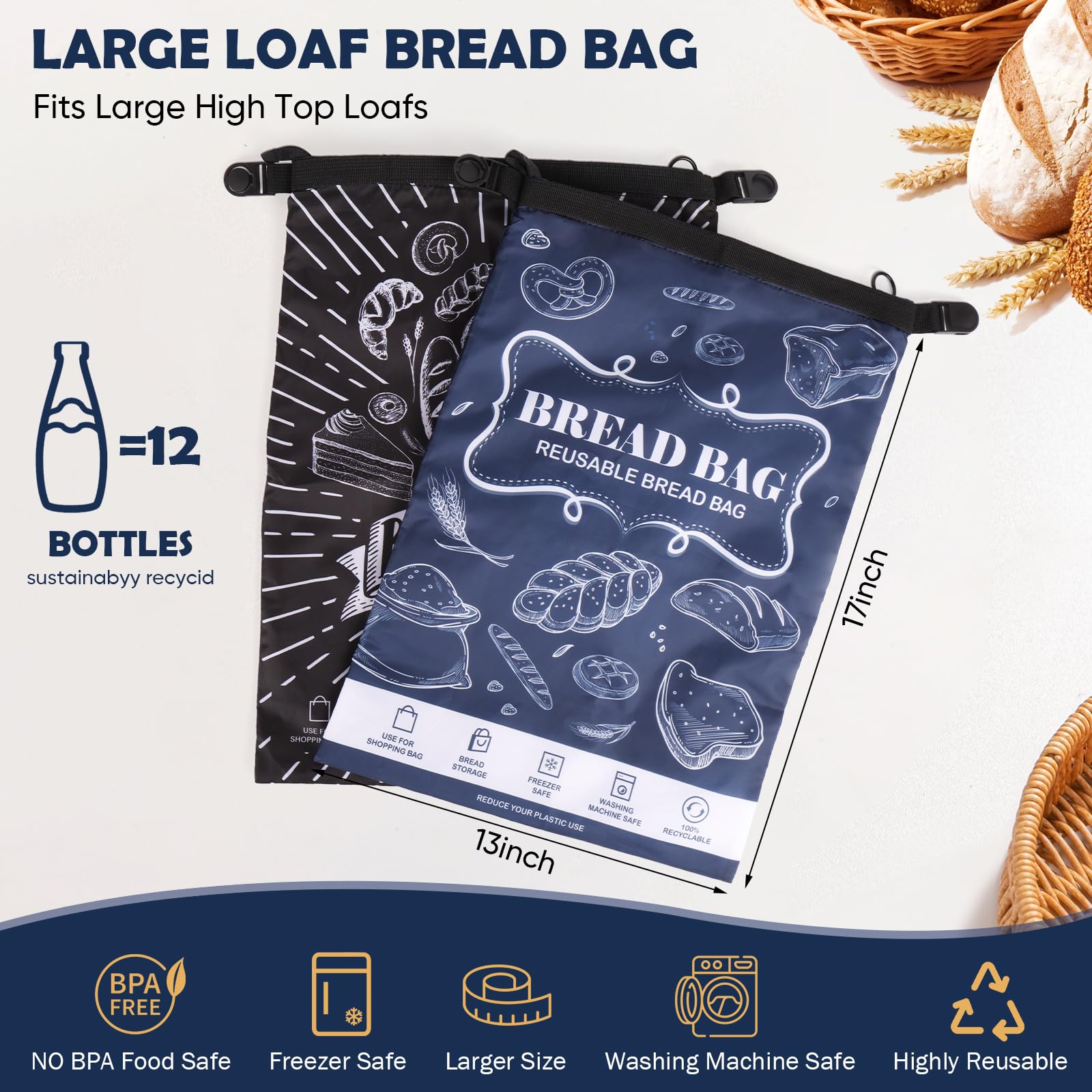 Seaury Kareen large bread bag inside fridge stores croissants and rolls neatly.