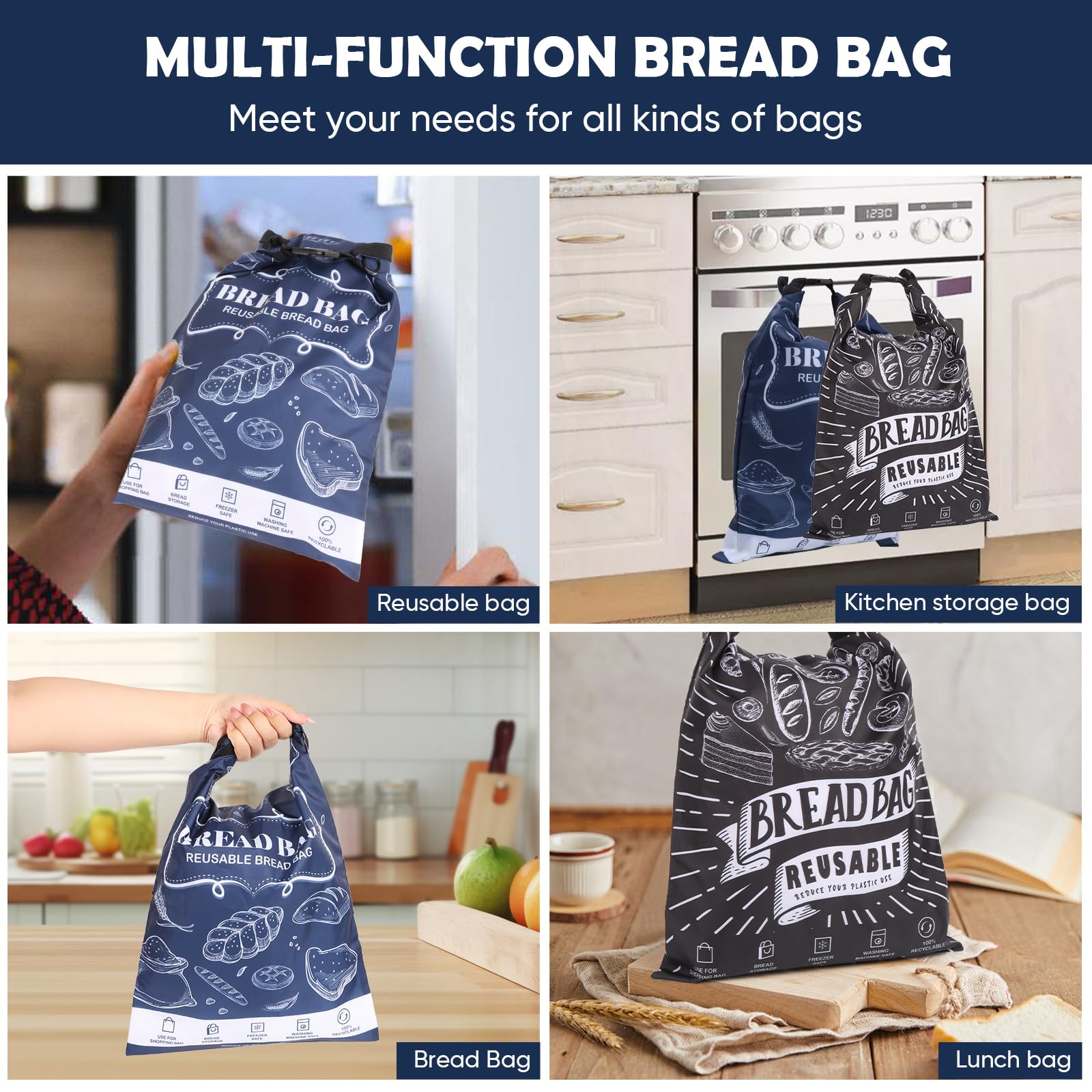 Seaury Kareen 17x12 inch bag fits bagels, rolls, and loaves.