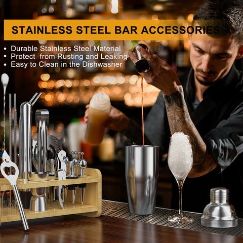 Secilla stainless steel bar tools resist rust and stay shiny after washing