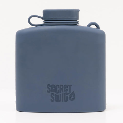 Secret Swig 8 oz silicone hip flask with air-vented funnel for leak-free portability.