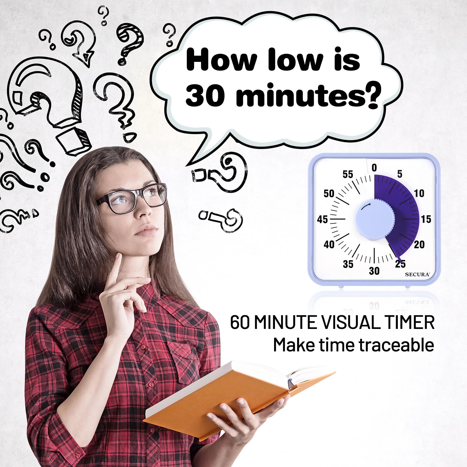 Secura visual timer blue-disc countdown in violet during activities