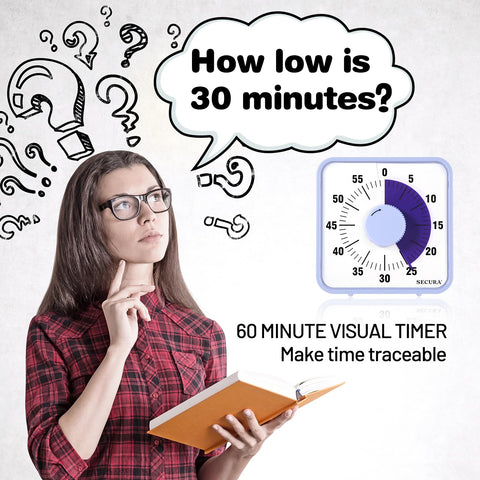 Secura visual timer blue-disc countdown in violet during activities