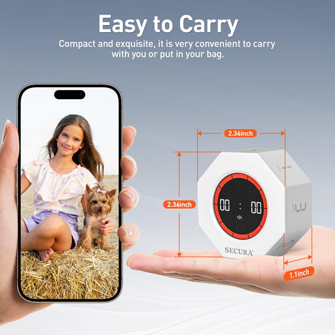 Secura Pomodoro Timer ergonomic eight‑sided design