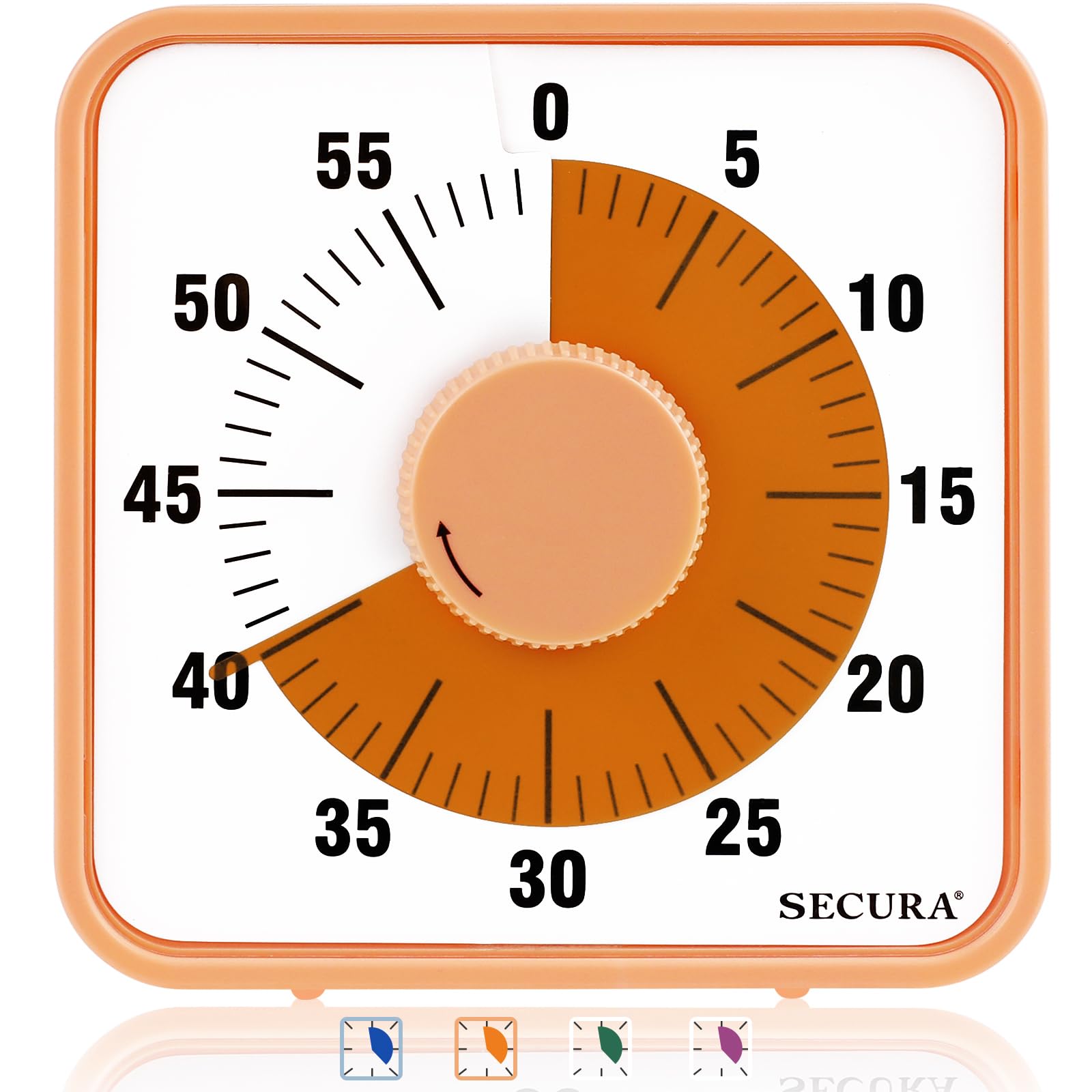 Secura visual timer 7.5-inch orange front for classroom countdowns.