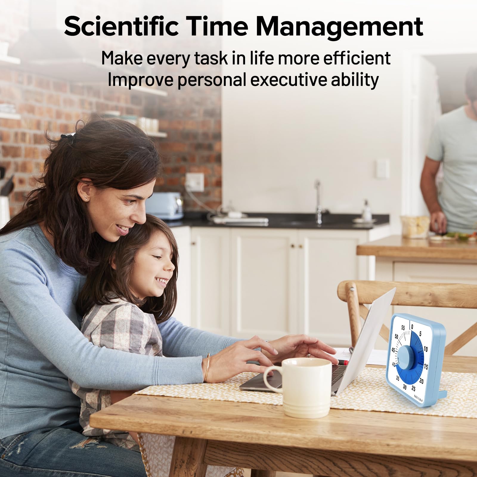 Secura visual timer bright blue disc is easy to follow during tasks.