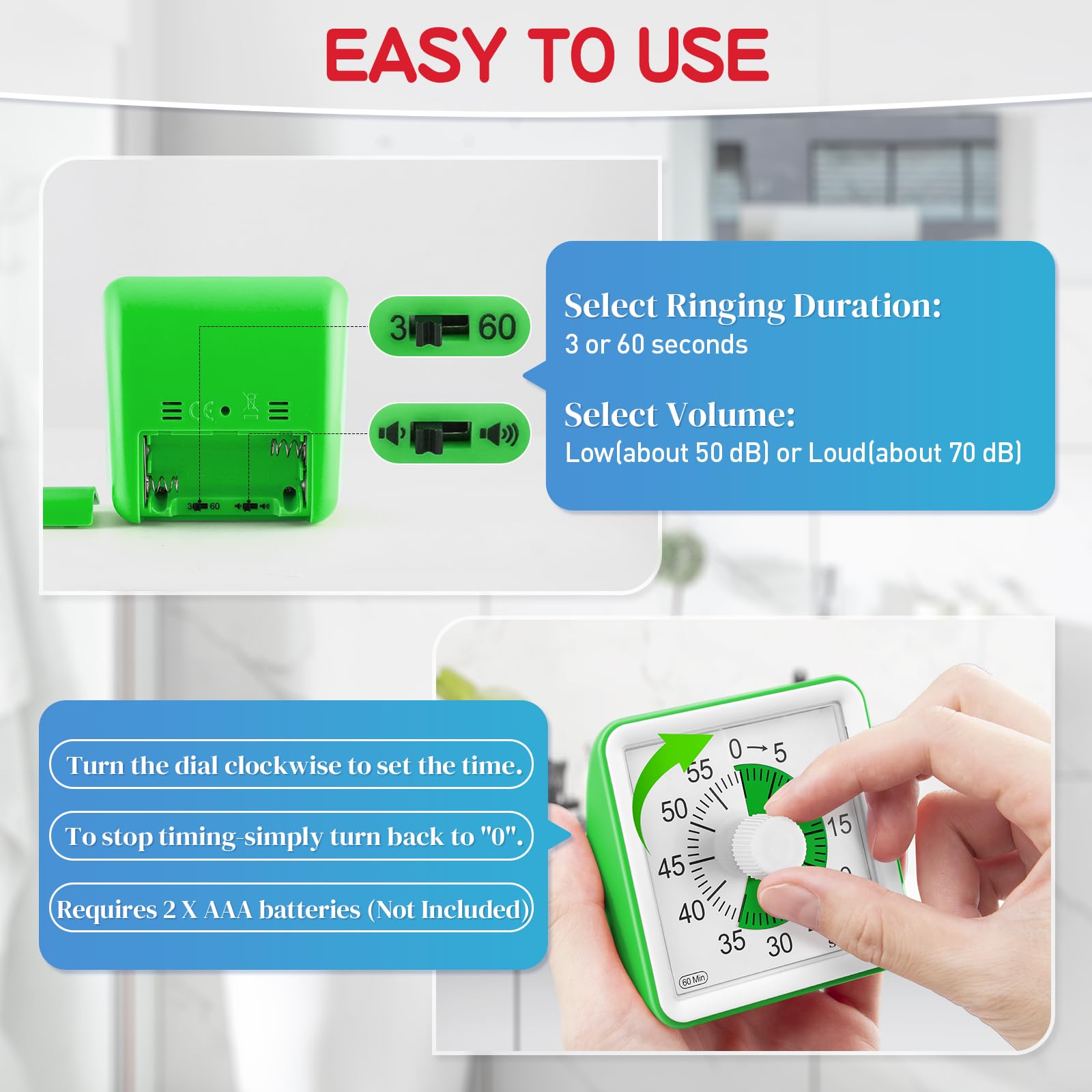 Secura visual timer with green disc used in classroom