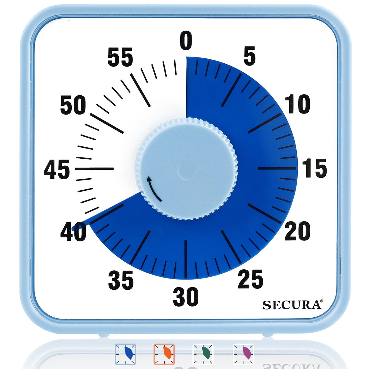 Secura visual timer navy blue dial enhances time awareness at a glance.