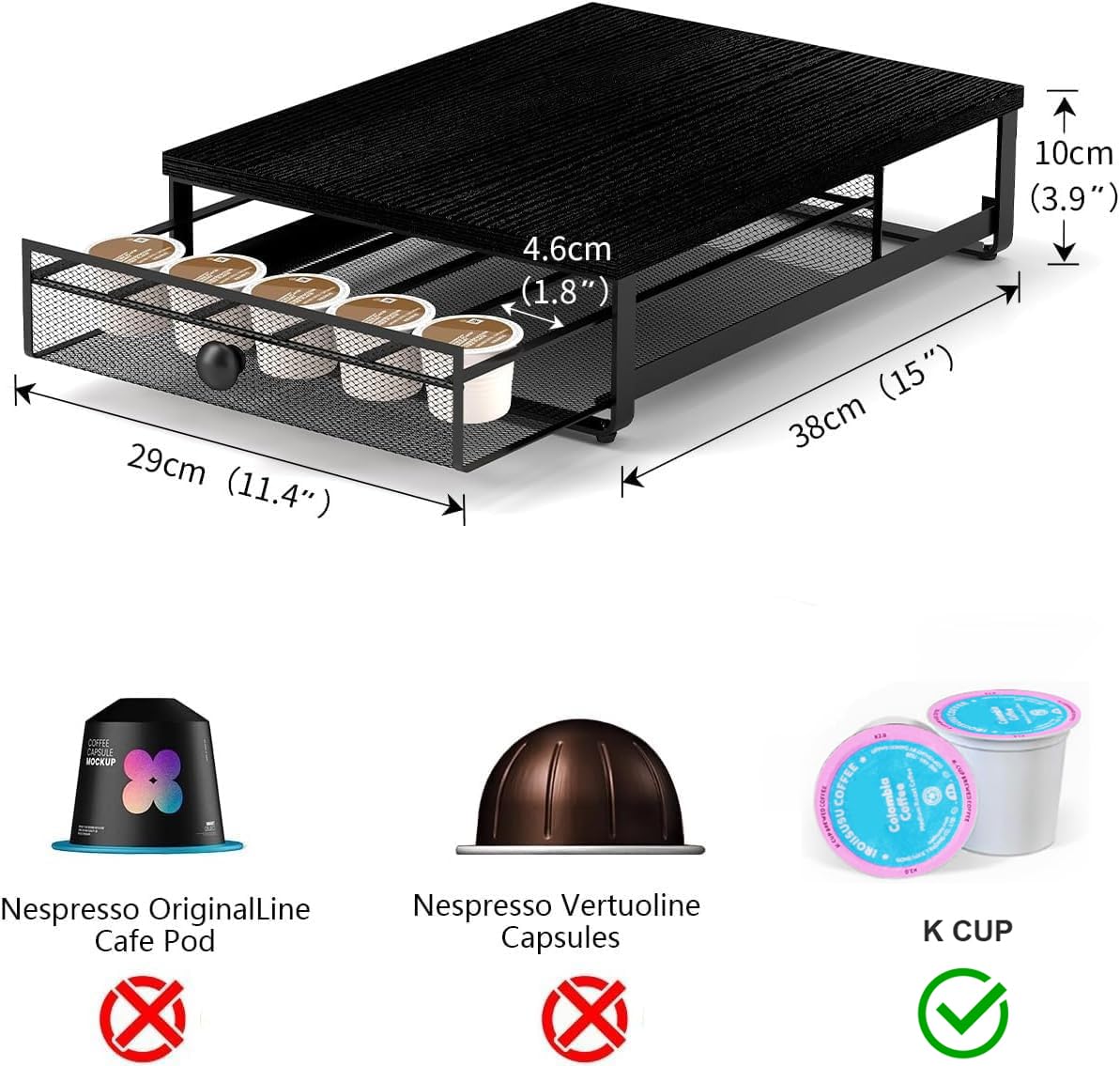 Sedegn holds up to 35 K-Cup pods on the countertop
