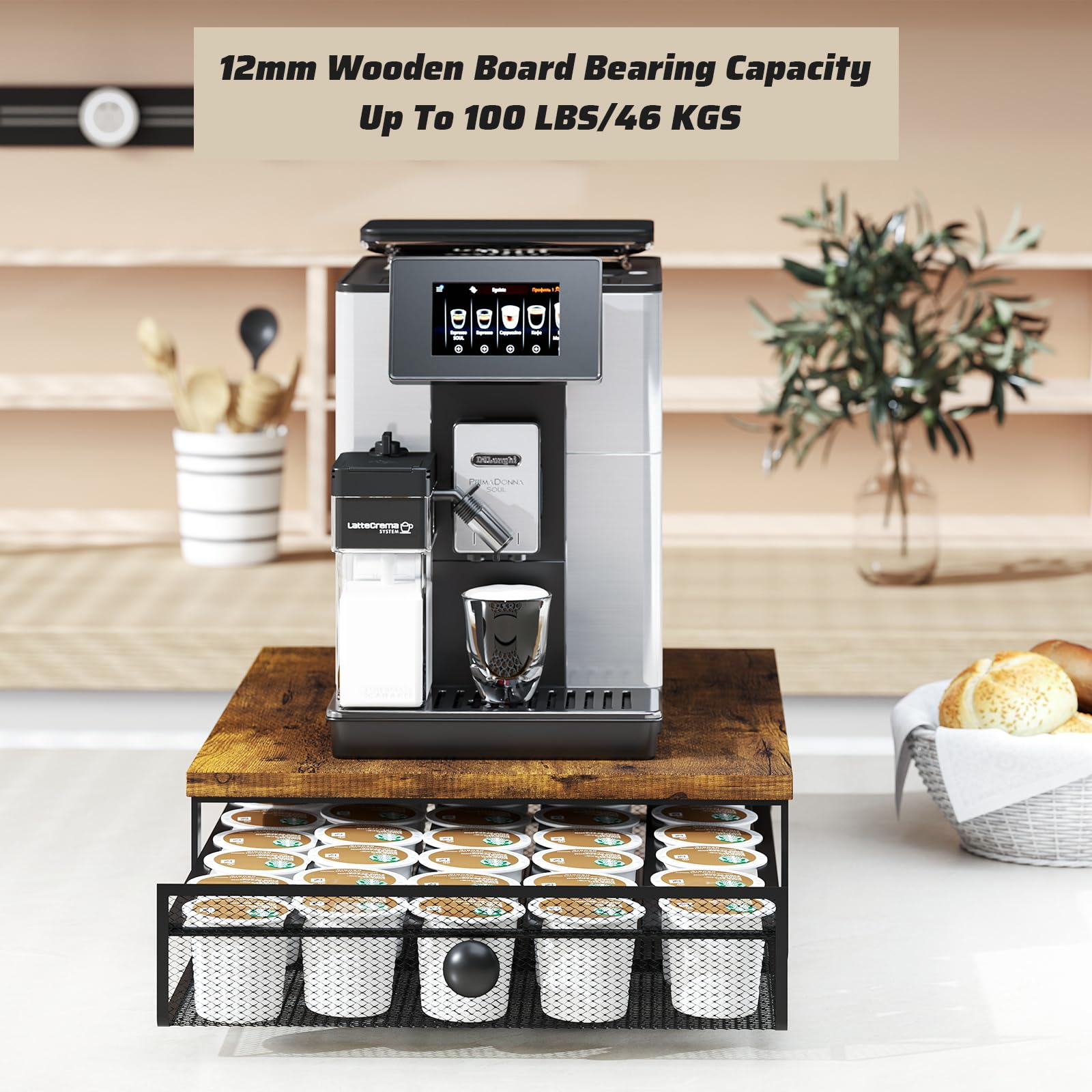 Sedegn side-view emphasizes compact footprint beside the machine