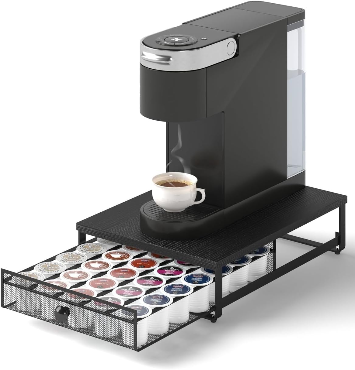 Sedegn coffee pod holder with sliding drawer for organized pods