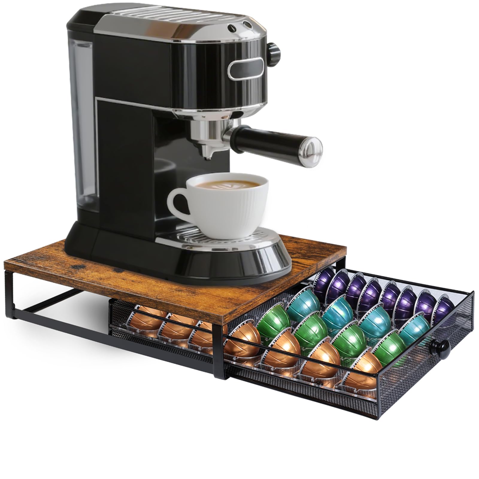 Sedegn Vertuo pod drawer open for quick access to pods