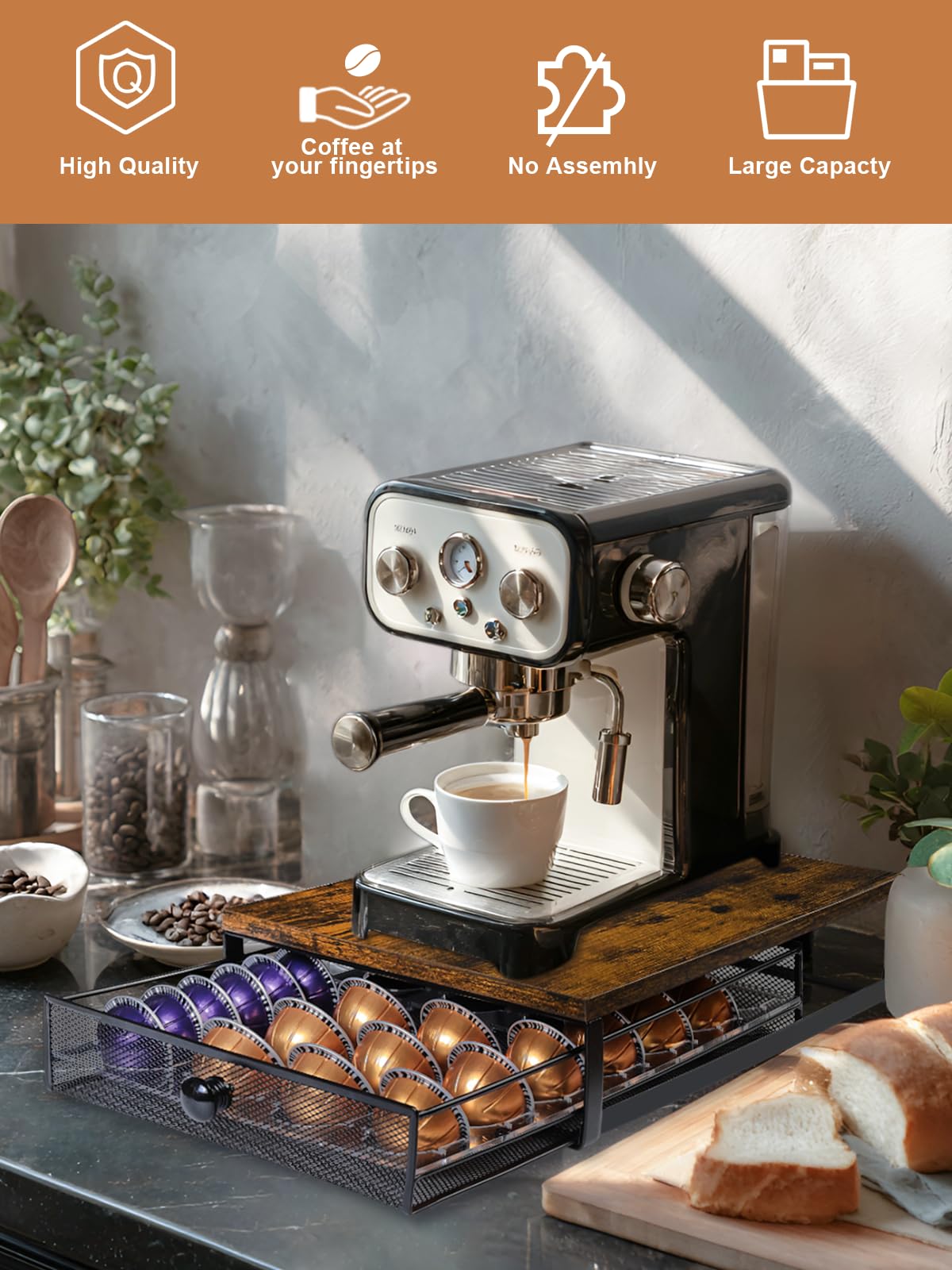 Sedegn Vertuo pod drawer quiet operation on the counter