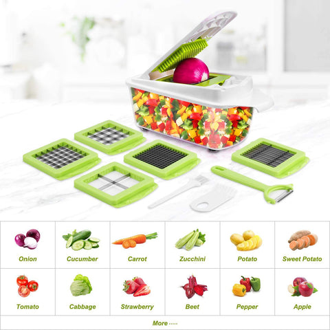 Sedhoom Direct onion dicer chopper in light green during use