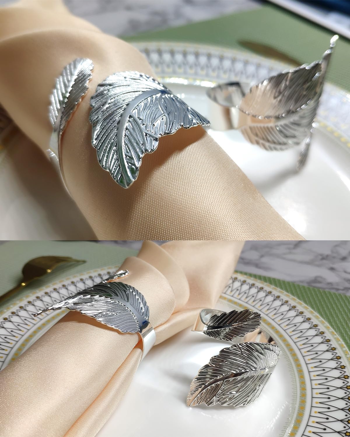Wedding table with SEEBRIDER silver leaf napkin rings