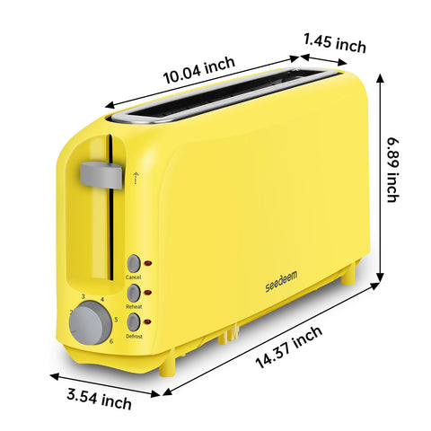 SEEDEEM yellow removable crumb tray for quick cleanup after toasting