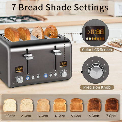 SEEDEEM bagel-defrost-reheat buttons enable versatile breakfast routines.