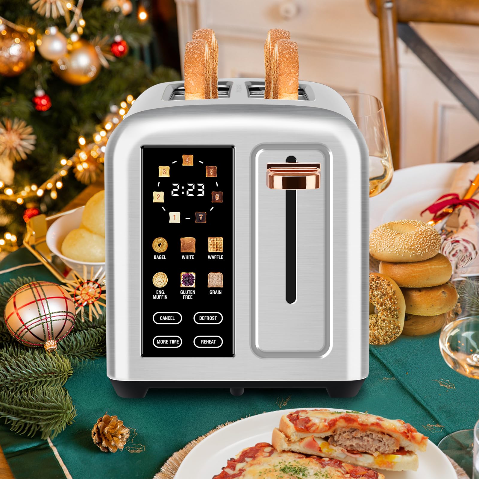 SEEDEEM Toaster 1.5-inch wide slots handle thick slices easily.