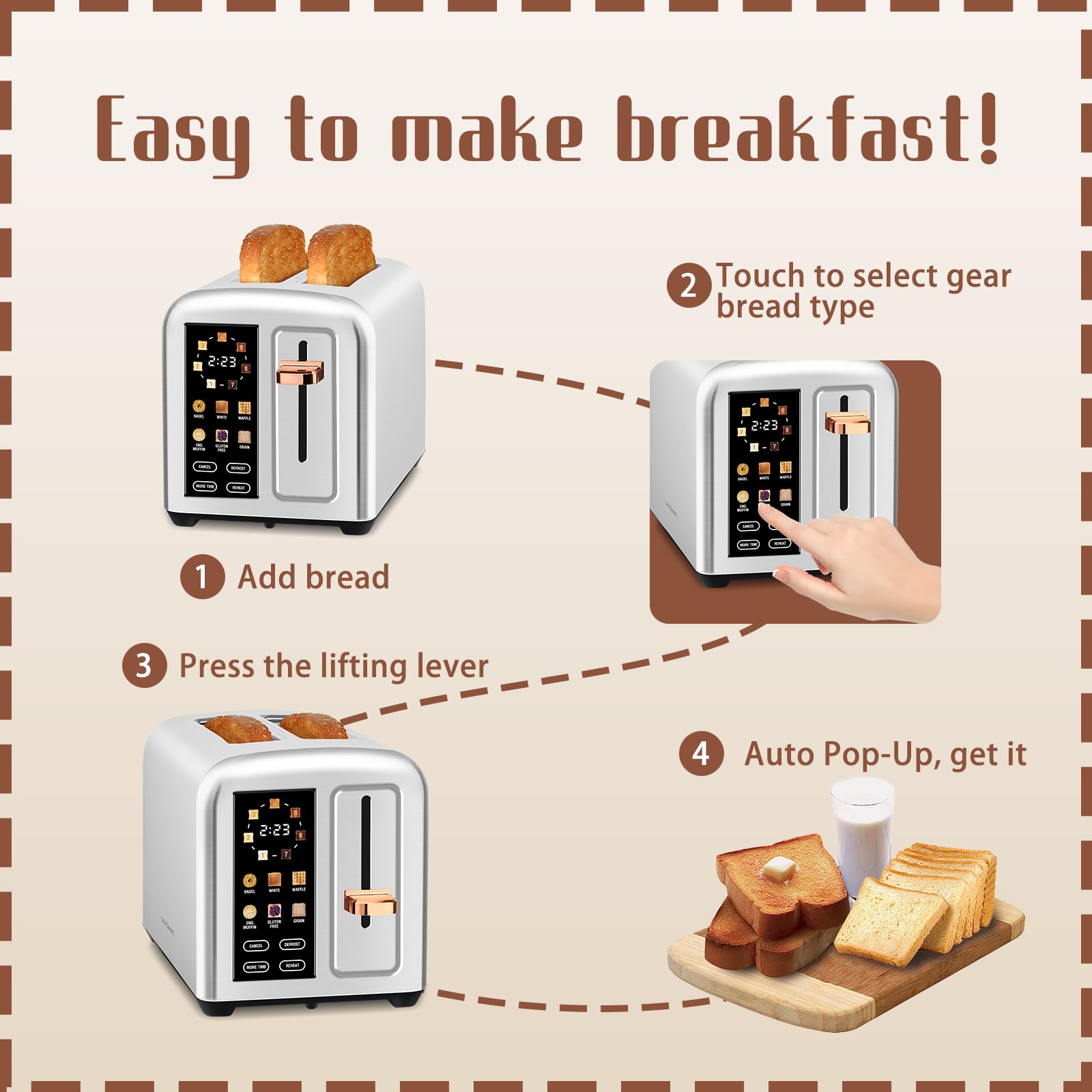 SEEDEEM Toaster 1350W fast heating delivers quick toast.