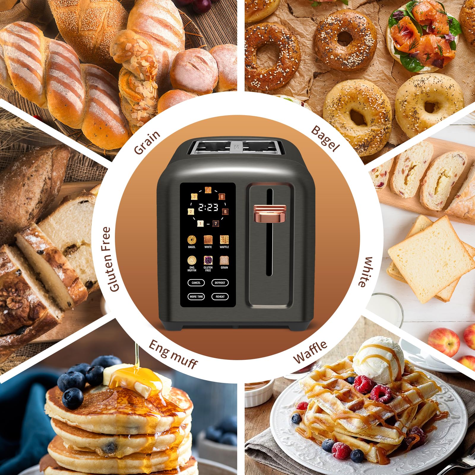 SEEDEEM 1.4 inch wide slots accommodate bread and pastries