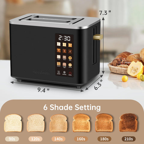 SEEDEEM Toaster 2-Slice bread type icons panel with six options