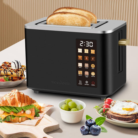 SEEDEEM Toaster 2-Slice compact matte black design for modern kitchens