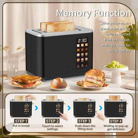 SEEDEEM Toaster 2-Slice removable crumb tray for easy cleaning