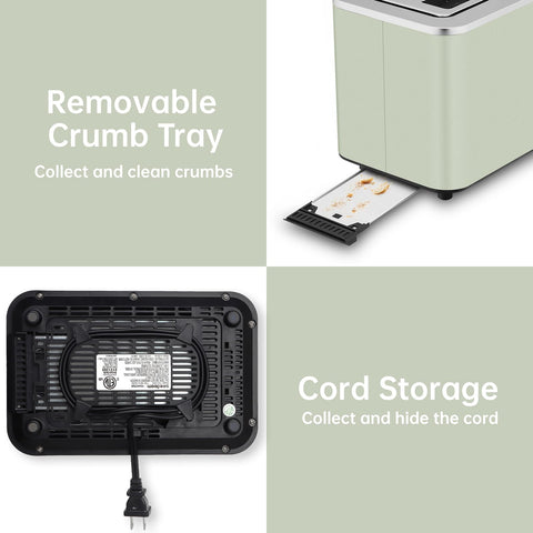 Removable crumb tray on the Seedeem toaster for easy cleanup