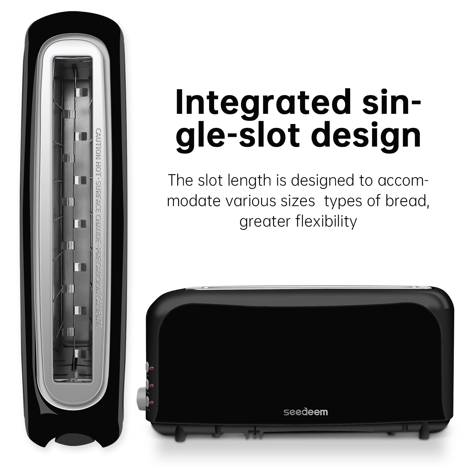 SEEDEEM toaster with 6 browning levels for customizable toast.