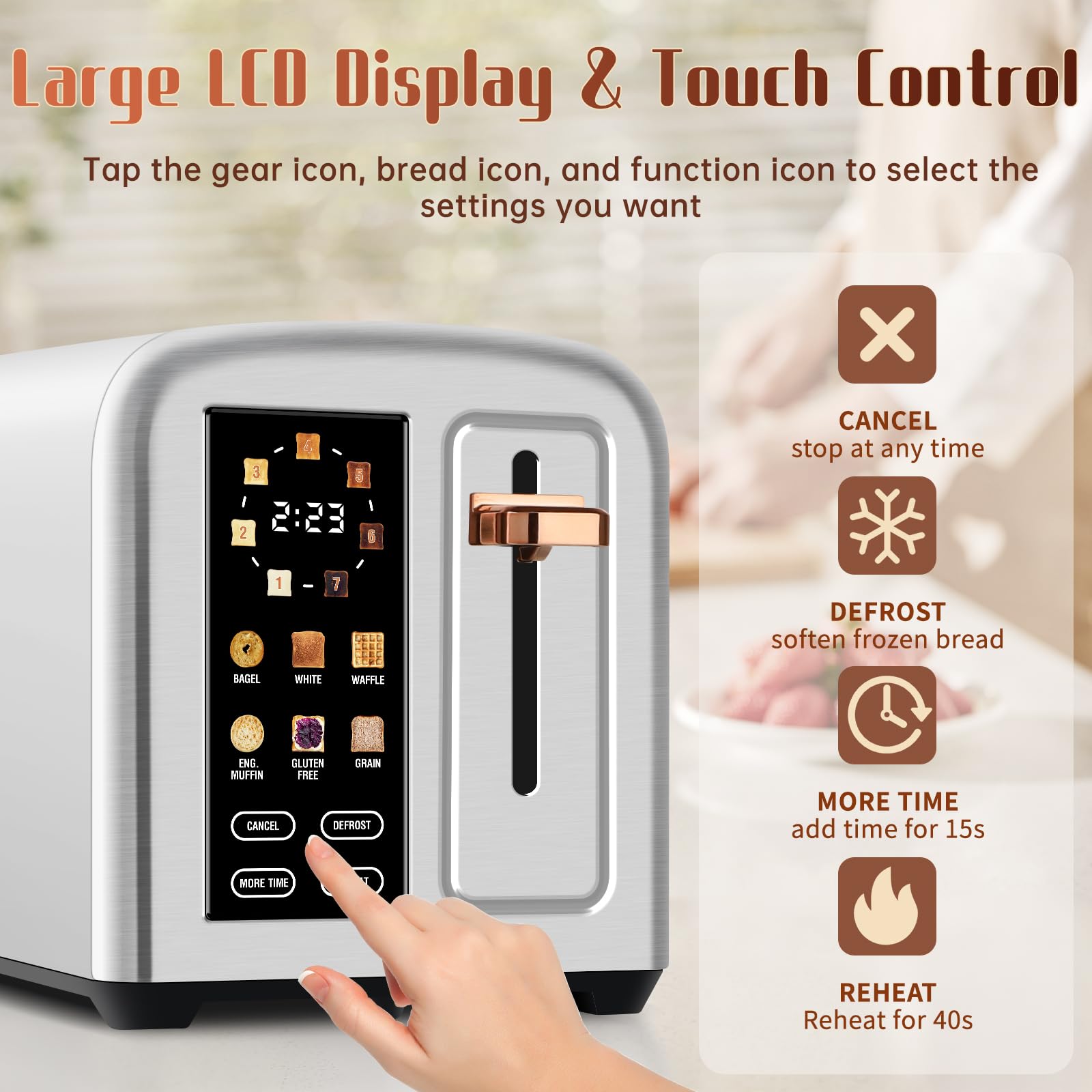 SEEDEEM Toaster with 7 shade settings for customizable browning.