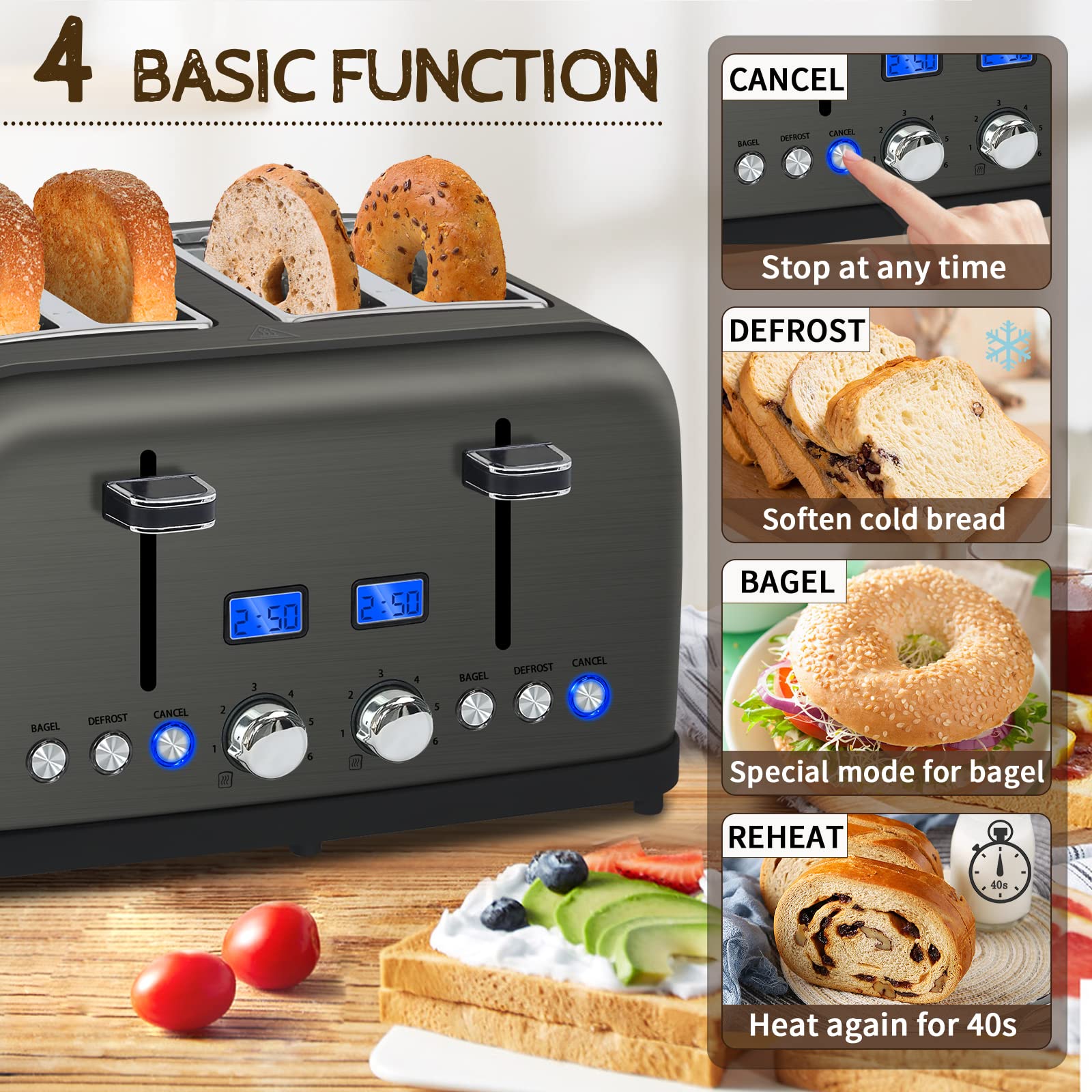 SEEDEEM Toaster bagel mode browns bagels without overcooking.
