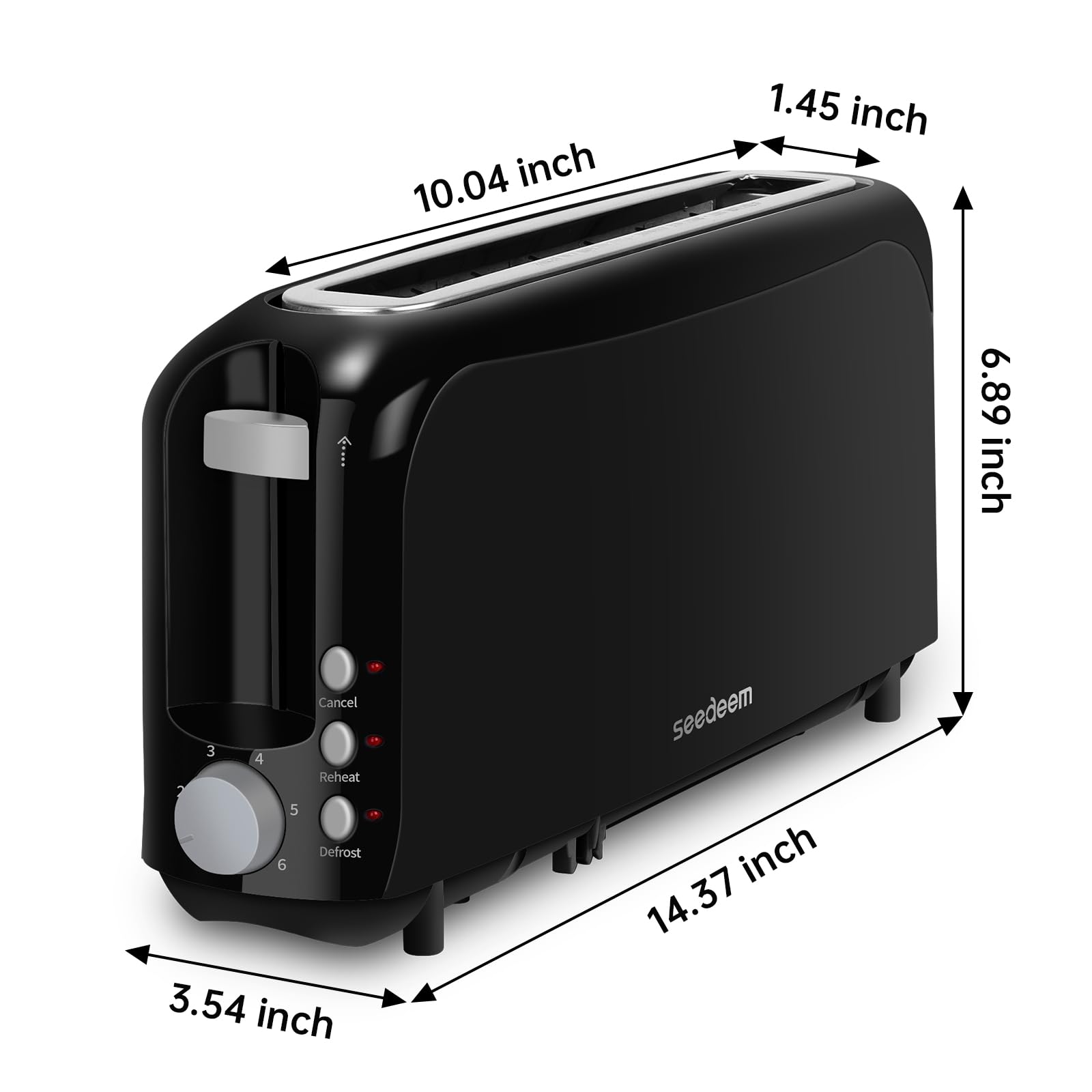 SEEDEEM removable crumb tray for quick cleanup after toasting.