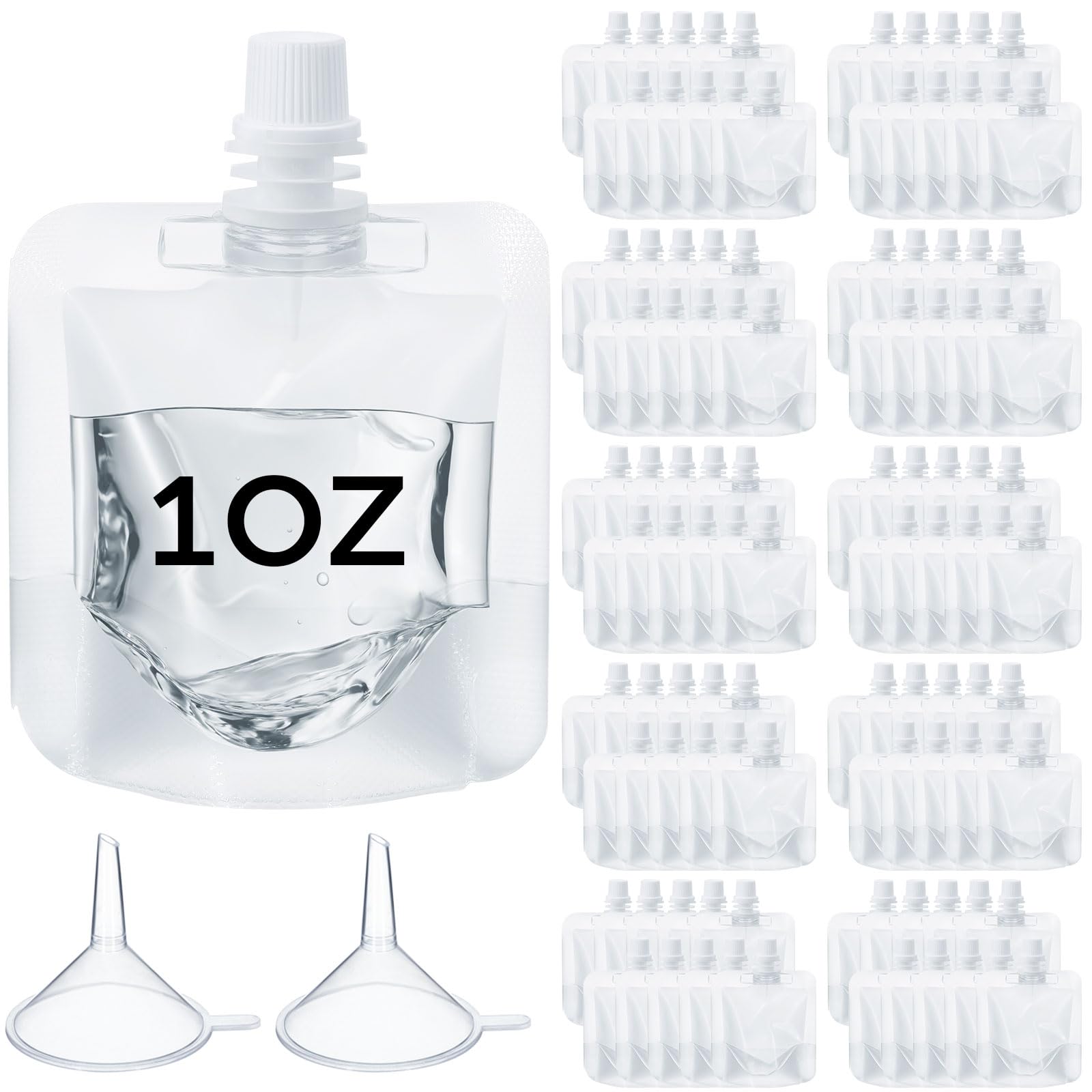 Seeloowy 100-pack plastic flasks for travel with leakproof design.