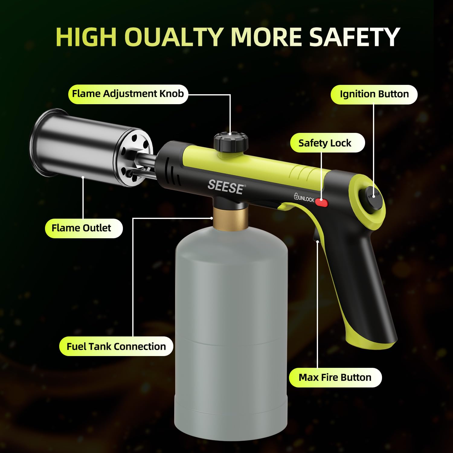 Industrial-grade aluminum body of SEESE torch durability