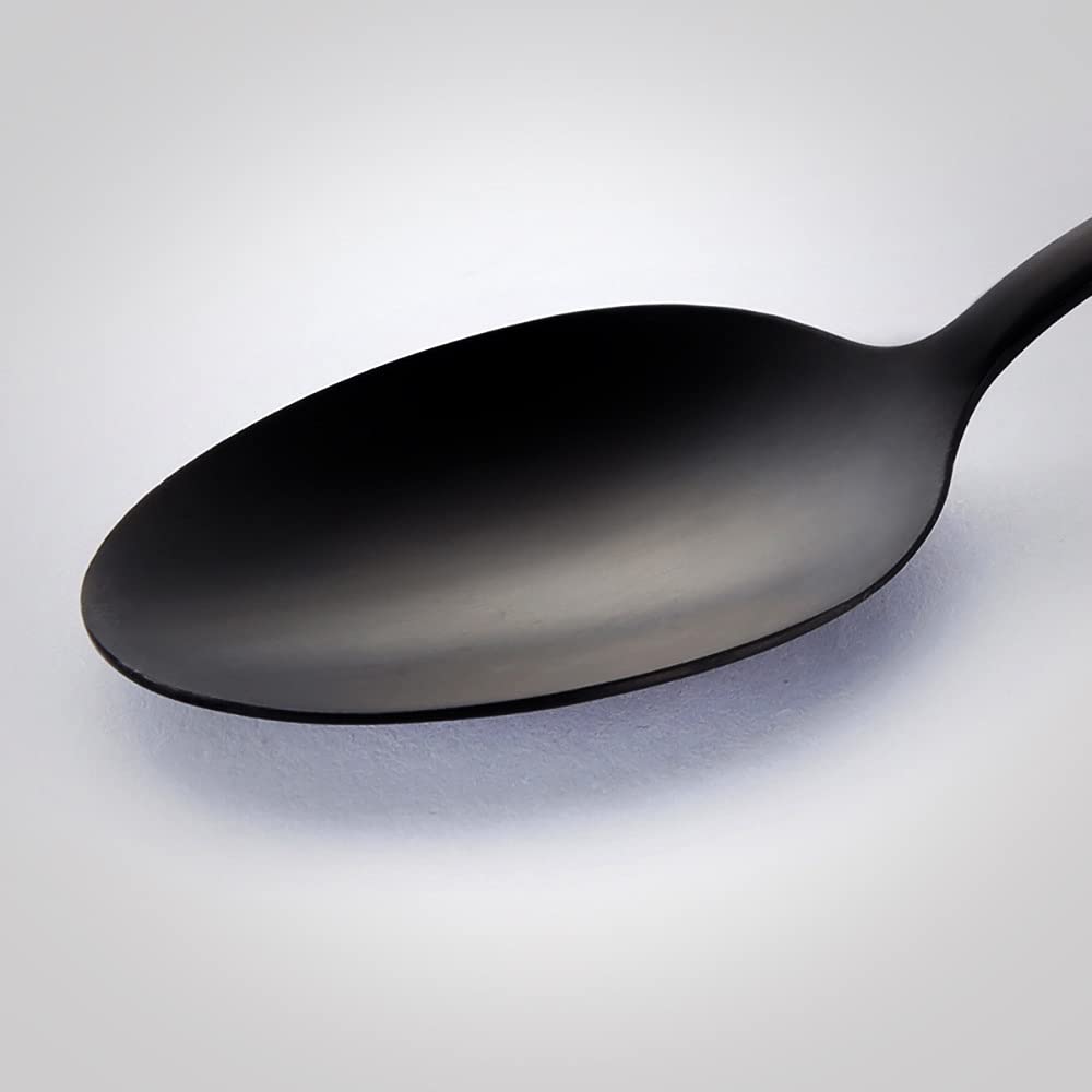 Seeshine black dessert spoon set-of-12 for coordinated table settings.