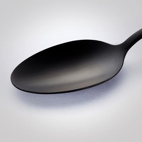 Seeshine black dessert spoon set-of-12 for coordinated table settings.